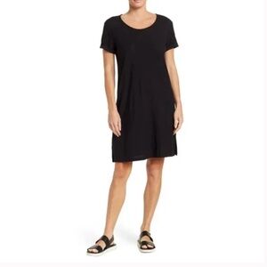 James Perse Rolled Sleeve Black T-Shirt Dress